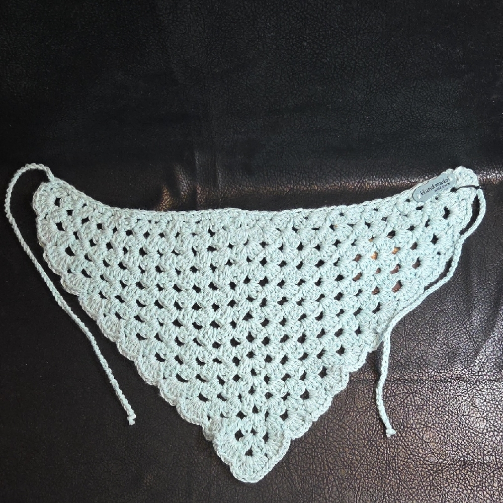Handmade Crochet Bandana Beach Scarf in Light Mint